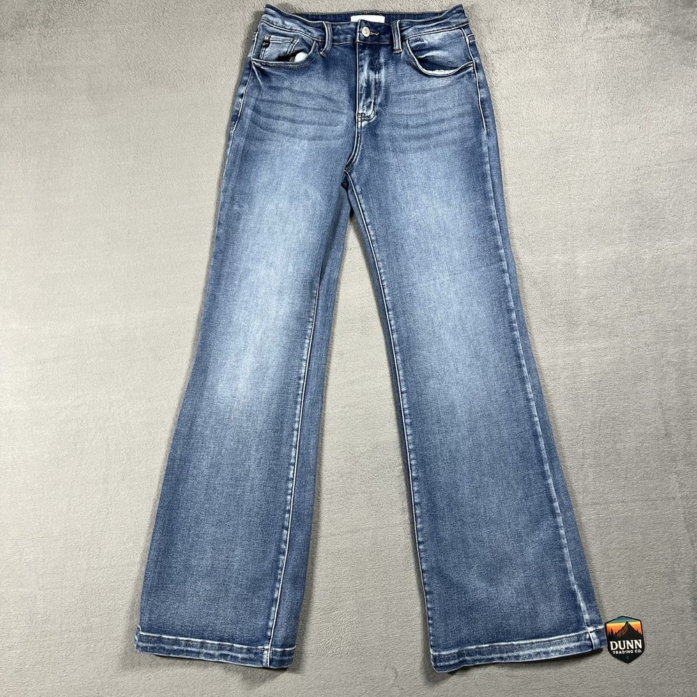 Kancan Jeans Womens 27 Blue Avonlea Wide Leg Flare Medium Wash Stretch Denim